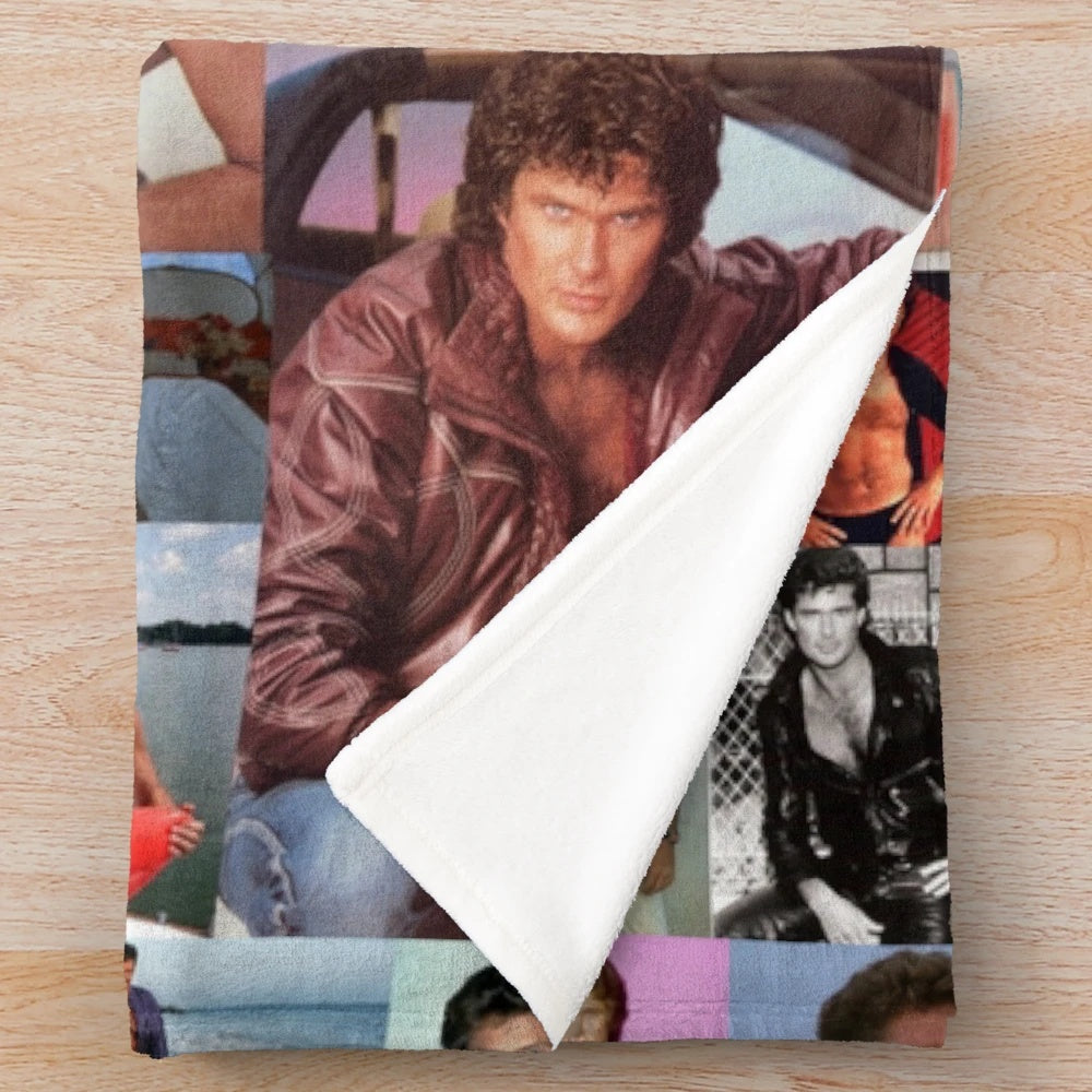Collage plush blanket with David Hasselhoff's chest