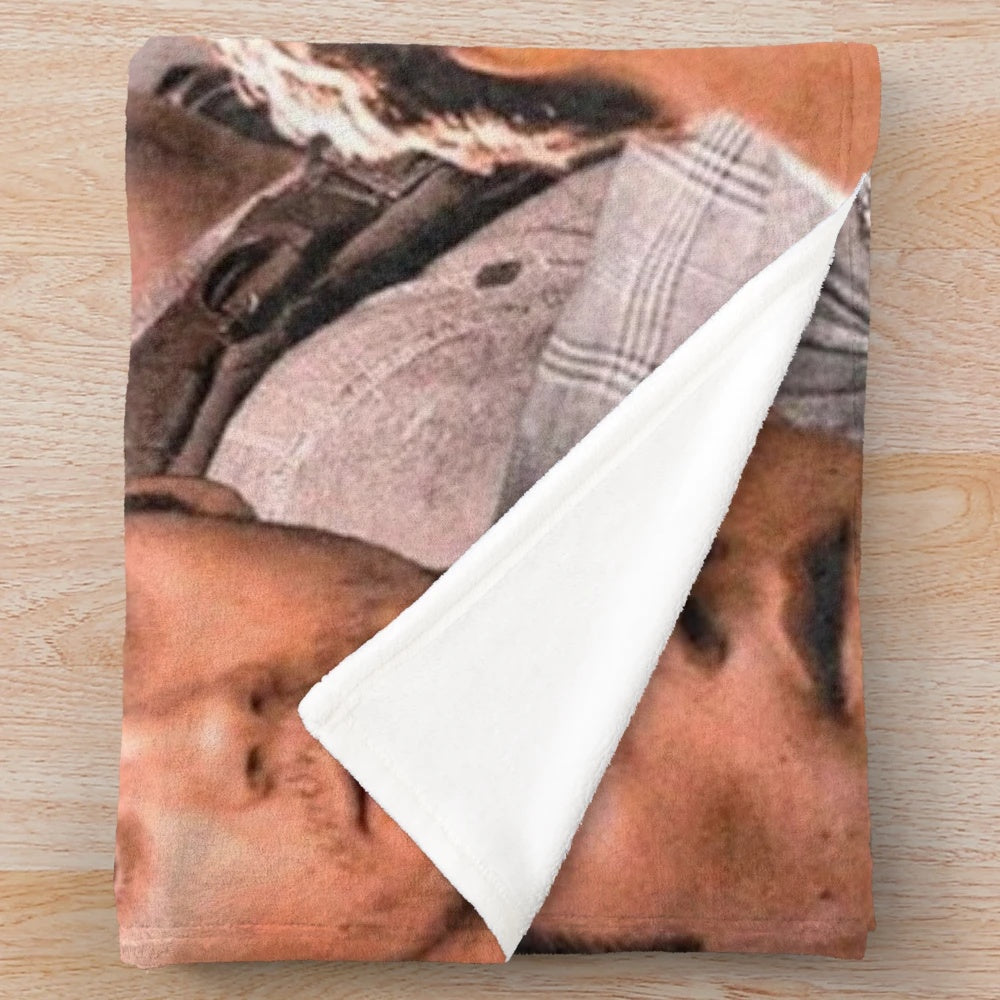 Dylan O'Brien collage design printed on a soft, cozy plush blanket