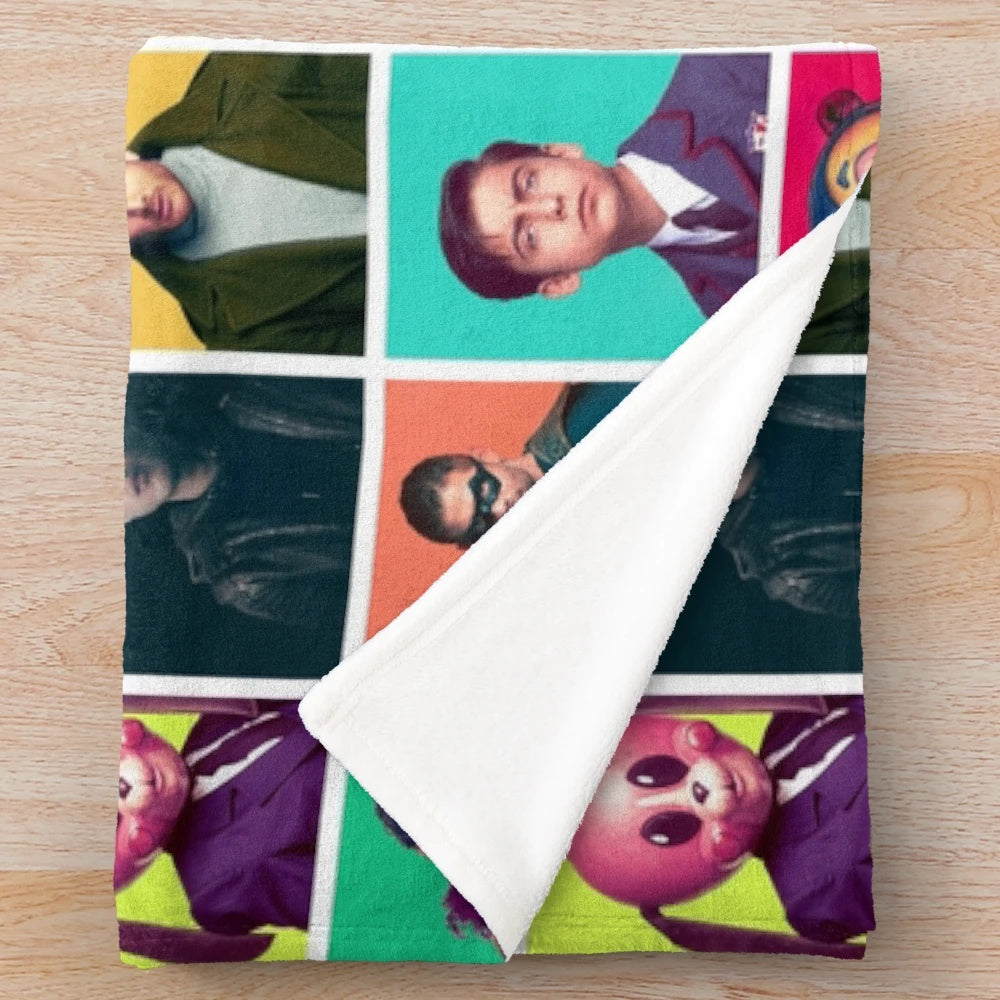 Collage of The Umbrella Academy characters on a plush blanket