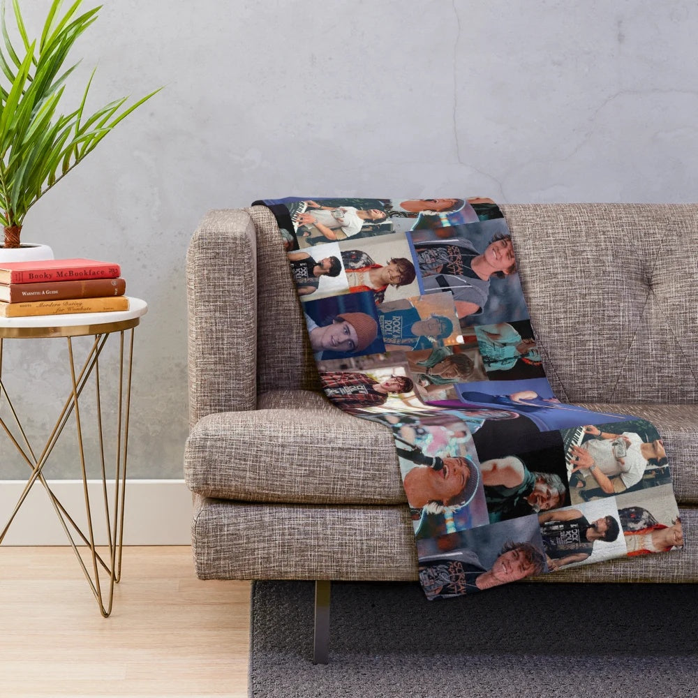 Plush blanket with a collage design featuring Charlie Gillespie as Luke from the TV show Julie and the Phantoms