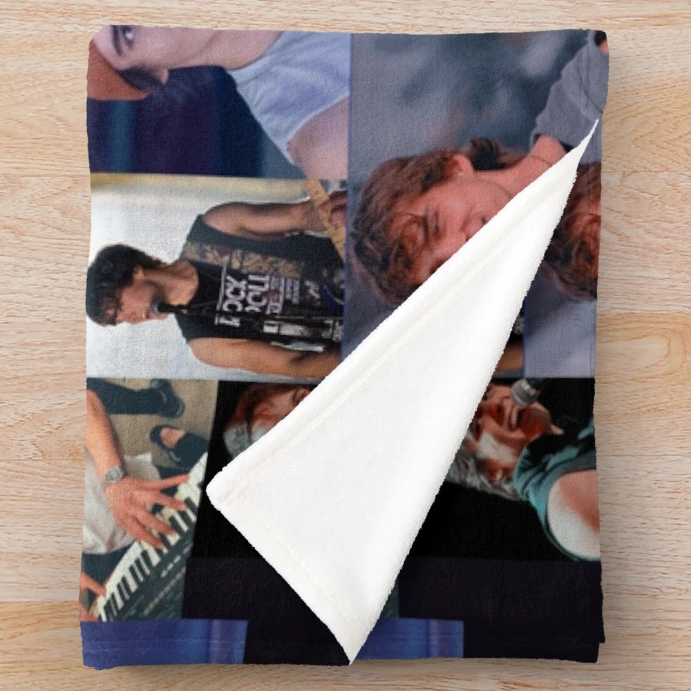 Plush blanket with a collage design featuring Charlie Gillespie as Luke from the TV show Julie and the Phantoms