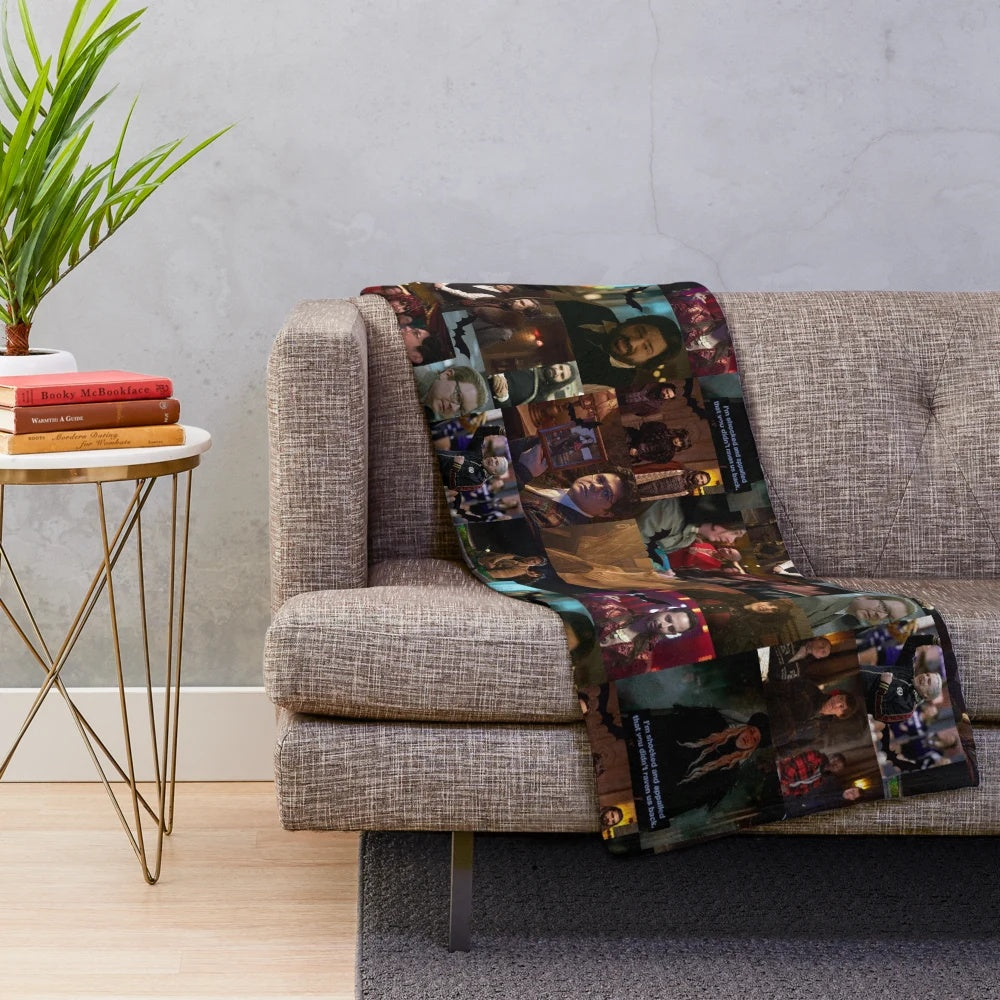 Collage-style plush blanket featuring characters from the TV series "What We Do in the Shadows