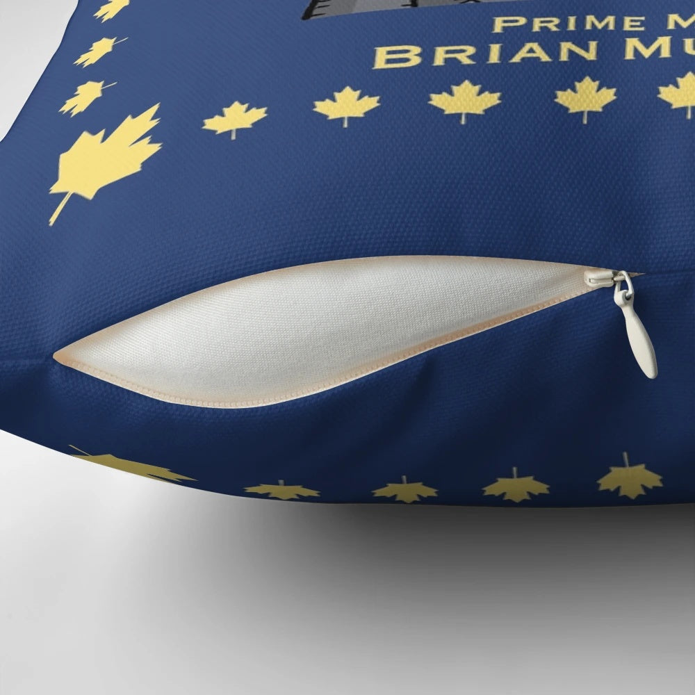 Plush pillow featuring a caricature of former Canadian Prime Minister Brian Mulroney