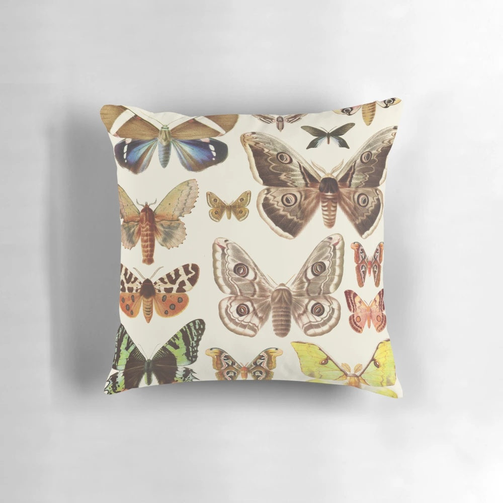 Assortment of decorative throw pillows featuring various bug, insect, and animal designs