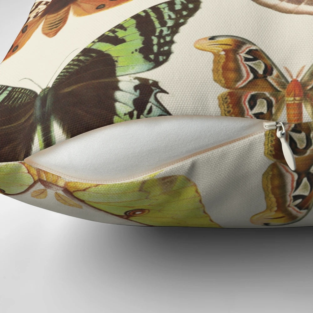 Assortment of decorative throw pillows featuring various bug, insect, and animal designs