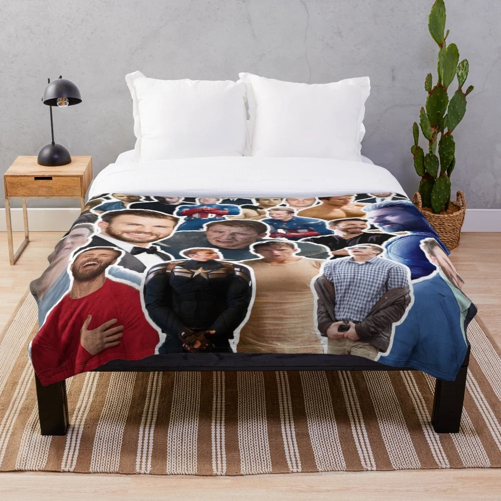 Chris Evans Collage Plush Throw Blanket