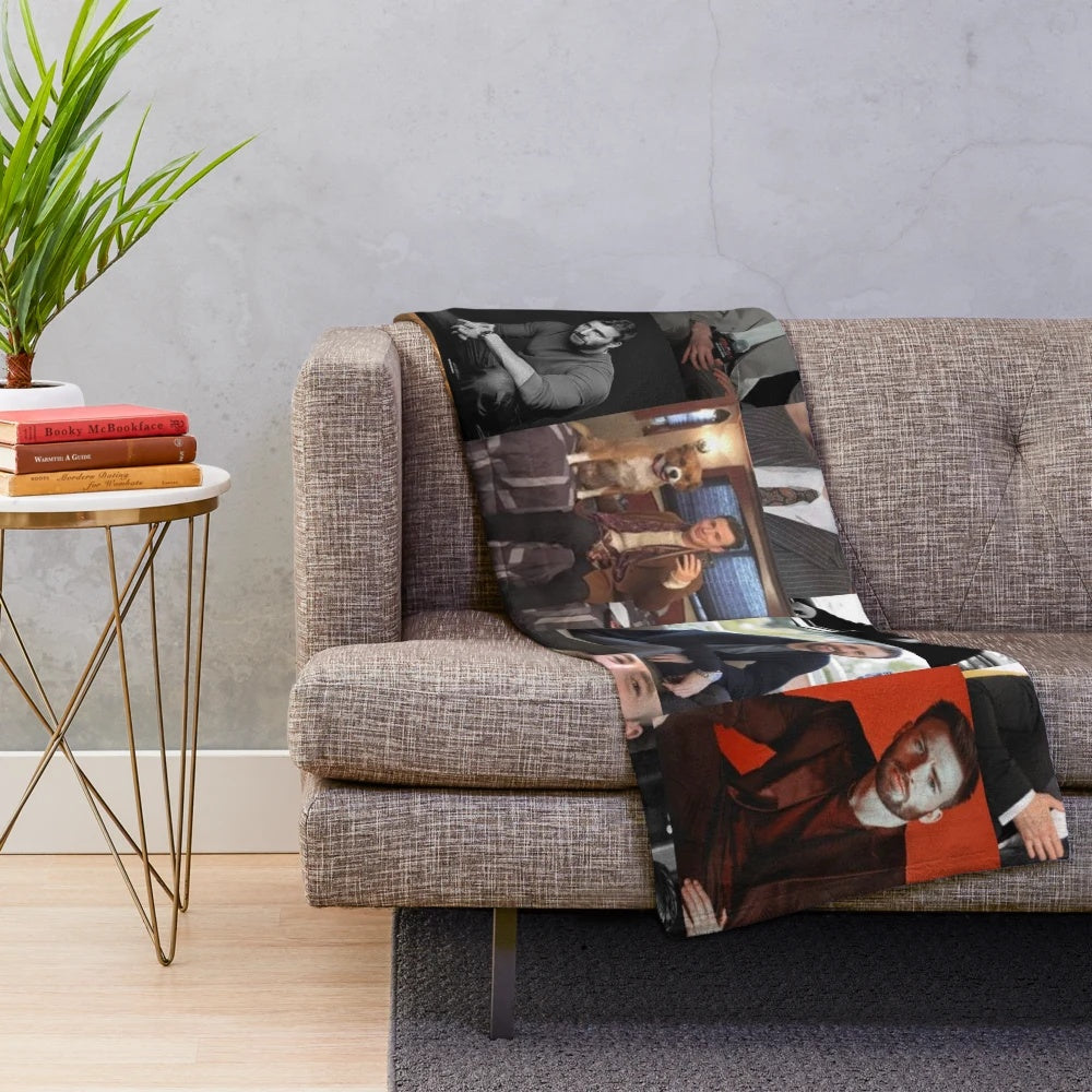 Plush blanket featuring a collage of photos of Chris Evans as Steve Rogers/Captain America