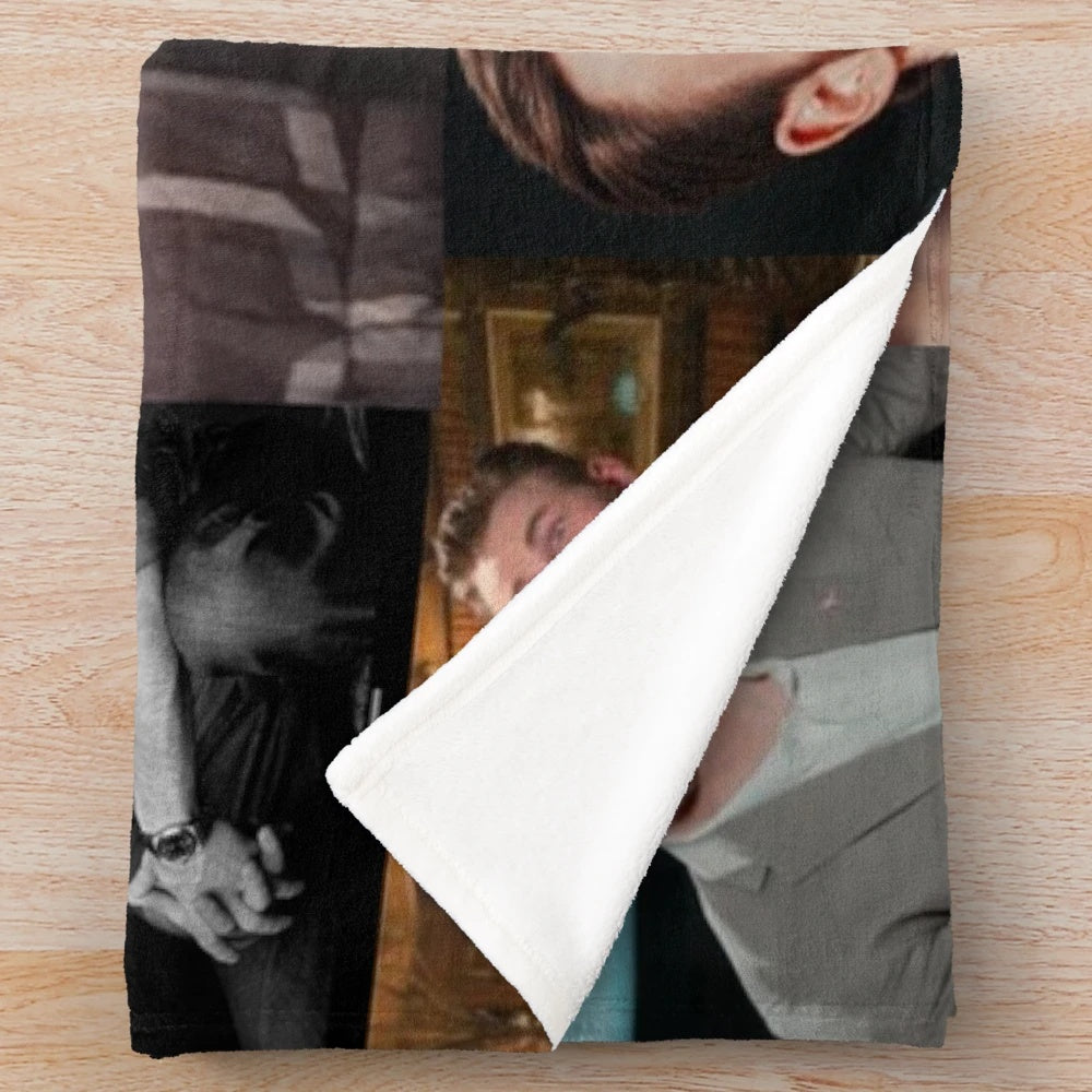Plush blanket featuring a collage of photos of Chris Evans as Steve Rogers/Captain America