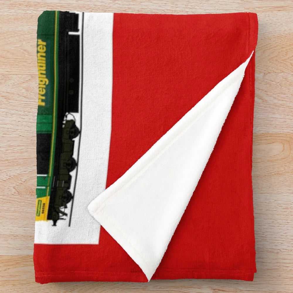 Soft, cozy plush blanket featuring a collection of class 66 locomotive designs