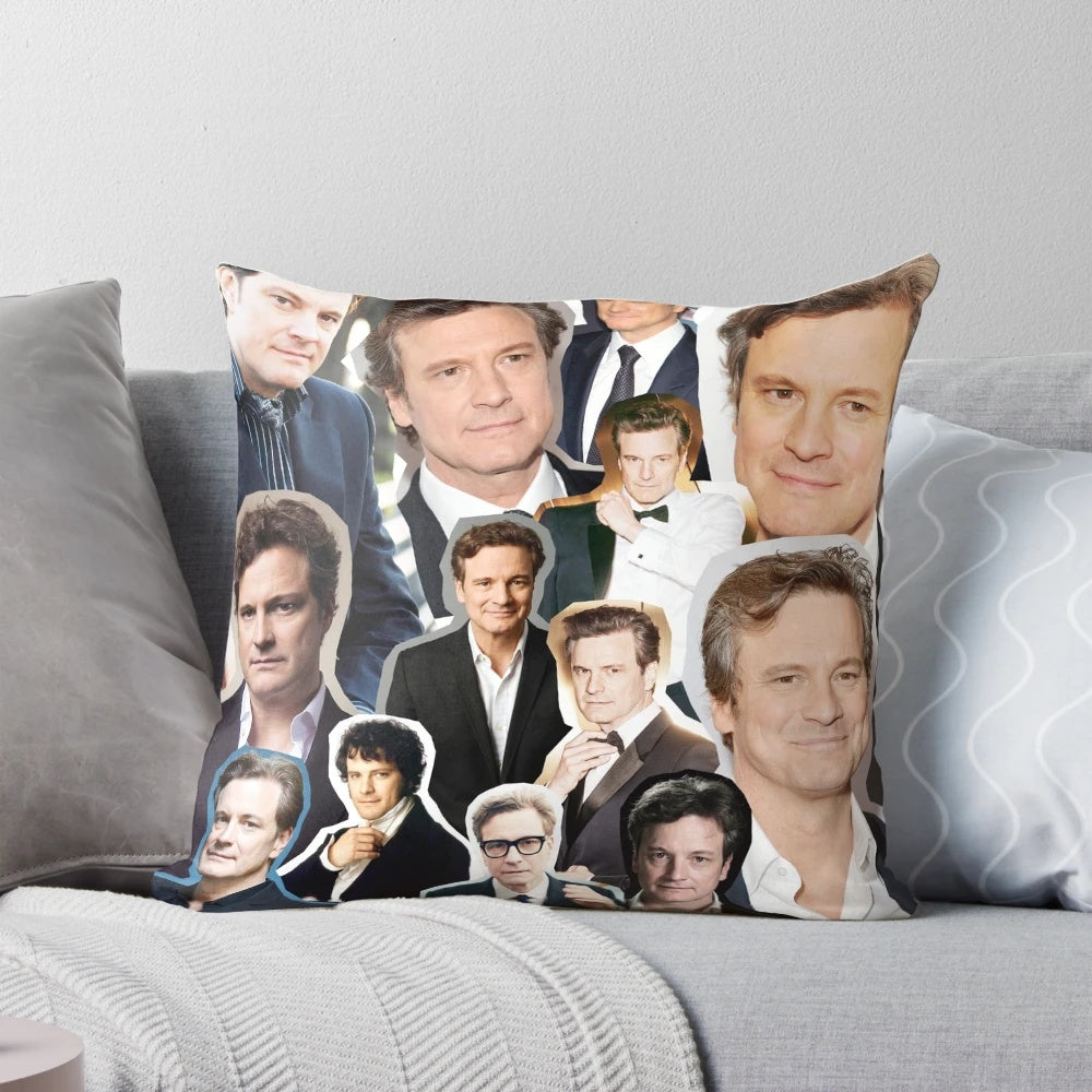 Decorative Pillow Featuring Portrait of Actor Colin Firth