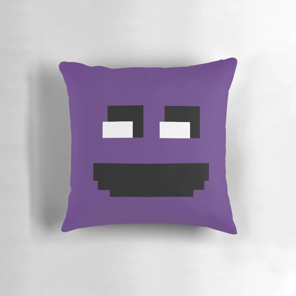FNAF purple guy throw pillow featuring the iconic purple antagonist from the Five Nights at Freddy's video game franchise