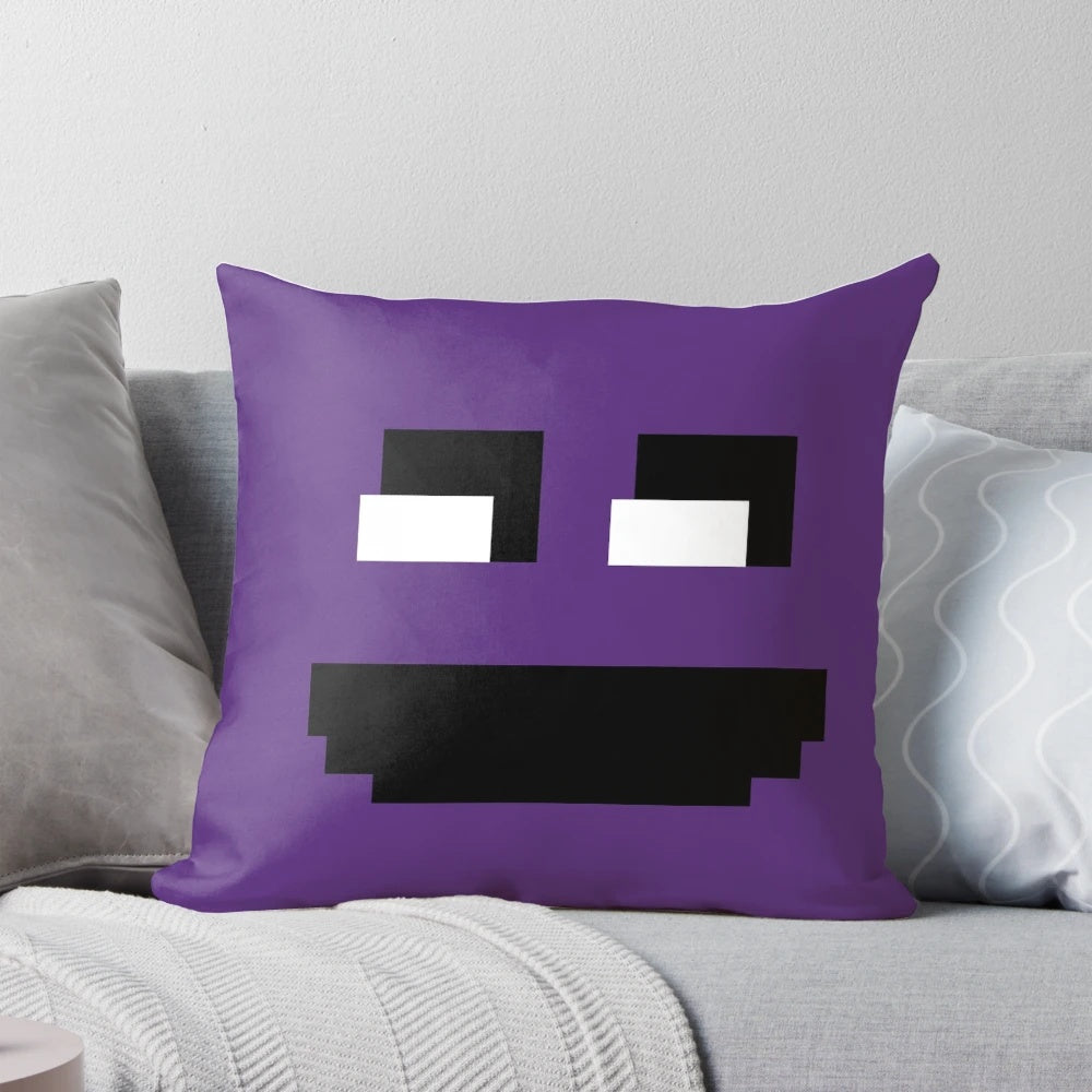 FNAF purple guy throw pillow featuring the iconic purple antagonist from the Five Nights at Freddy's video game franchise