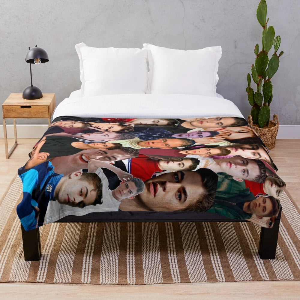Hero Fiennes Tiffin portrait collage plush blanket
