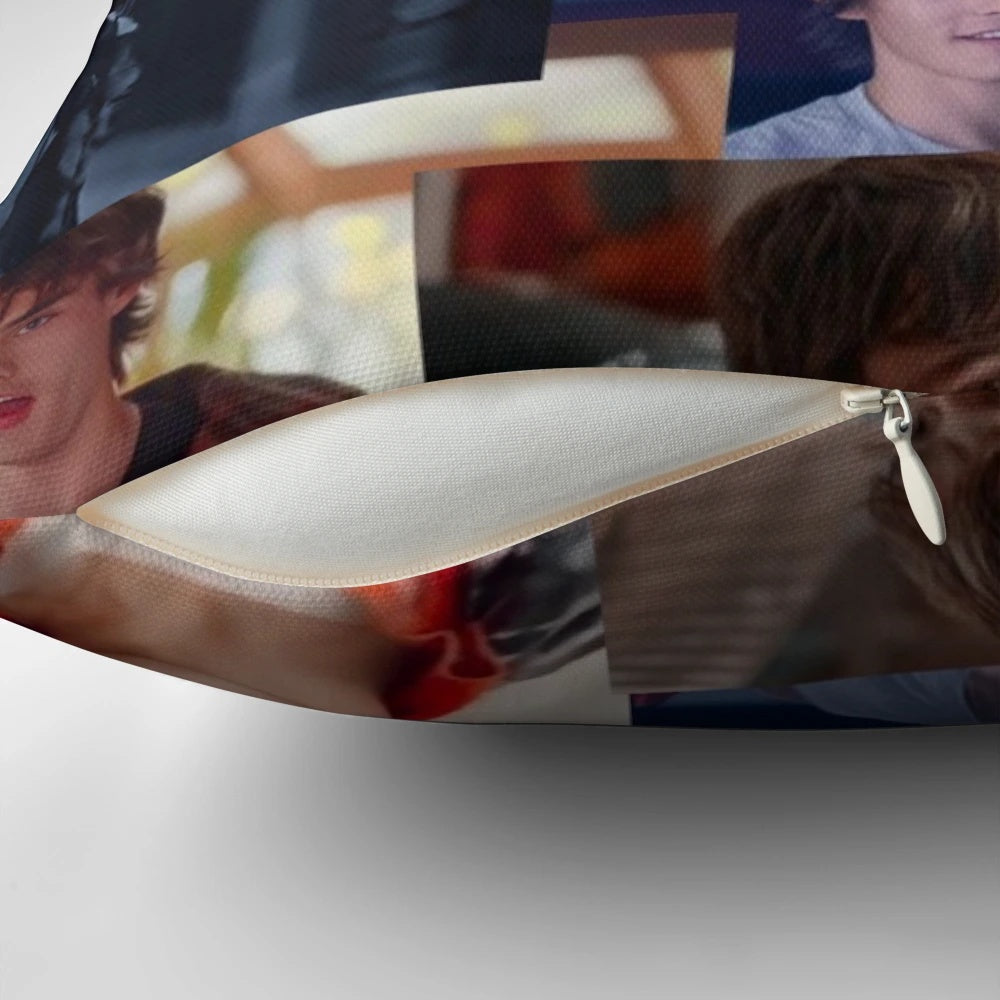Colorful collage-style pillow featuring characters from the TV series Julie and the Phantoms