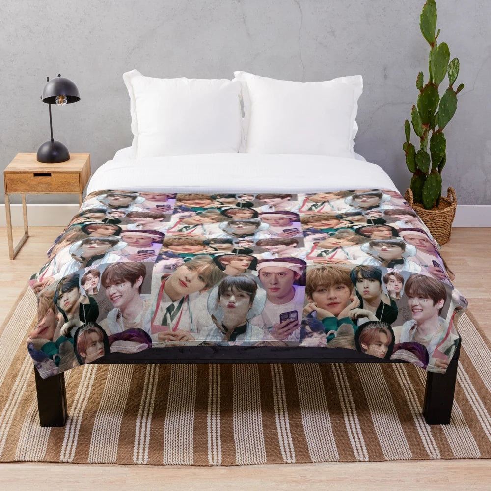 Lee Know Stray Kids Collage Plush Blanket