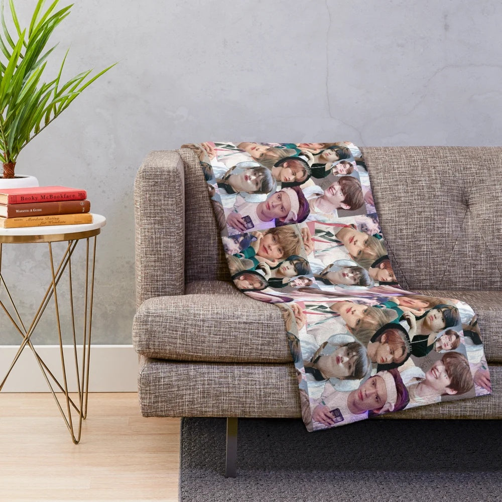 Lee Know Stray Kids Collage Plush Blanket