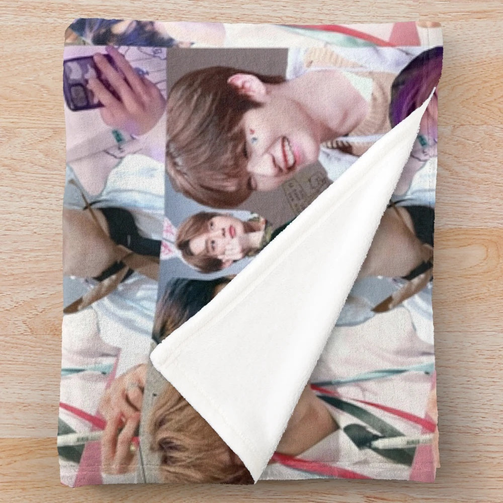 Lee Know Stray Kids Collage Plush Blanket