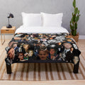 Leo DiCaprio plush blanket featuring a collage of his most iconic movie roles