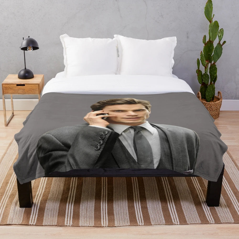 Neal Caffrey from White Collar TV show inspired plush blanket