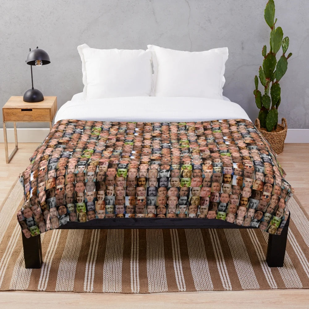 Nicolas Cage plush collage blanket for movie fans