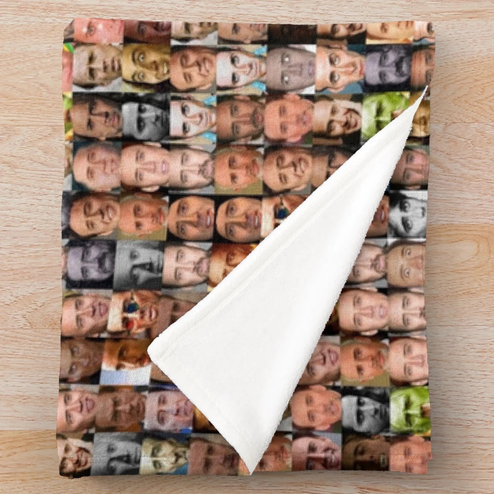 Nicolas Cage plush collage blanket for movie fans