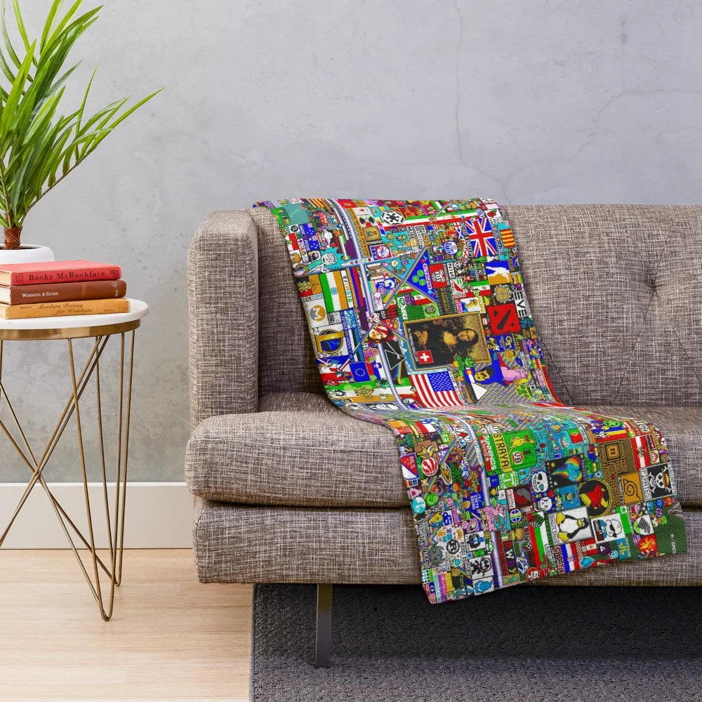 Reddit r/Place Final Canvas Plush Blanket featuring pixel art designs