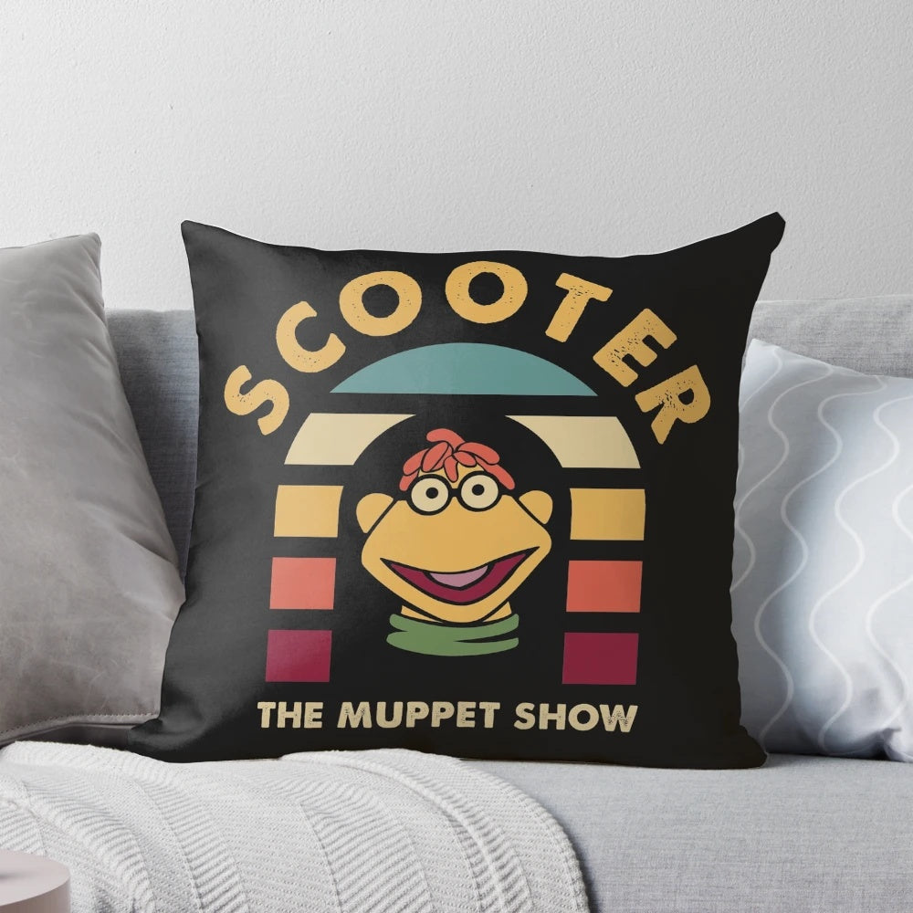 Handcrafted Scooter Muppet plush pillow, featuring the iconic Muppet Show character in a vintage, retro style.