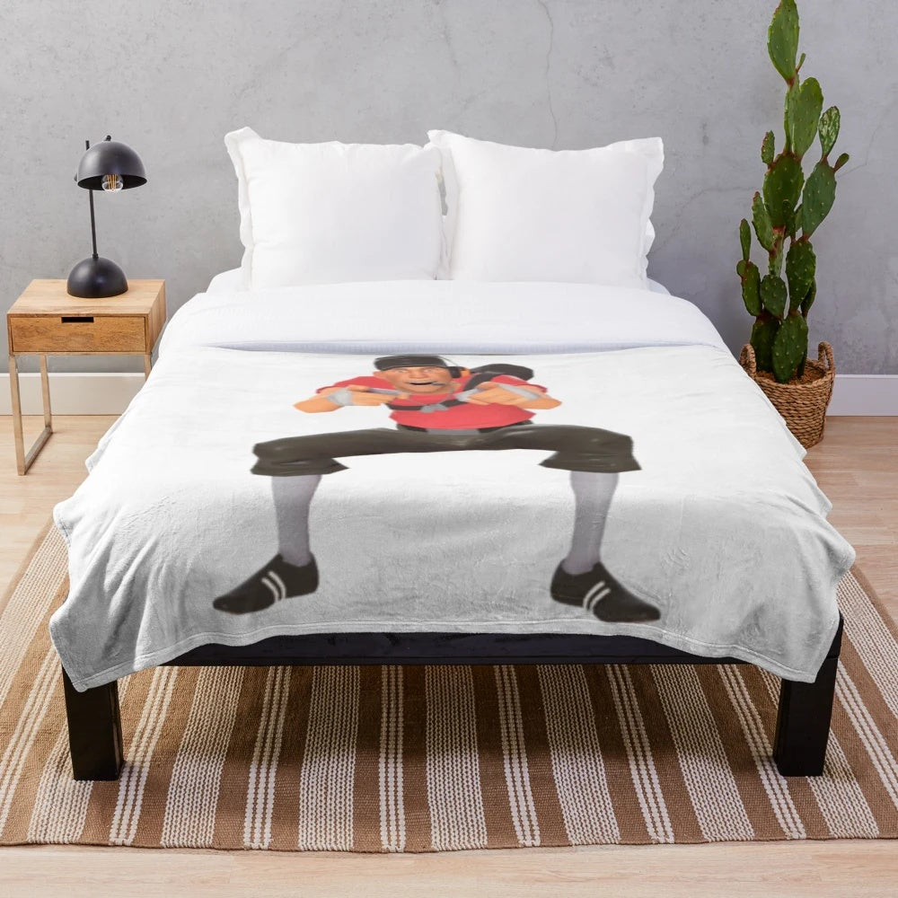Team Fortress 2 Scout Plush Blanket with Iconic Laughing Meme