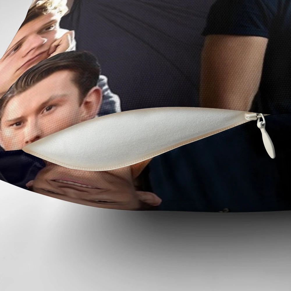 Collage Image of Tom Holland as Spiderman on a Plush Pillow
