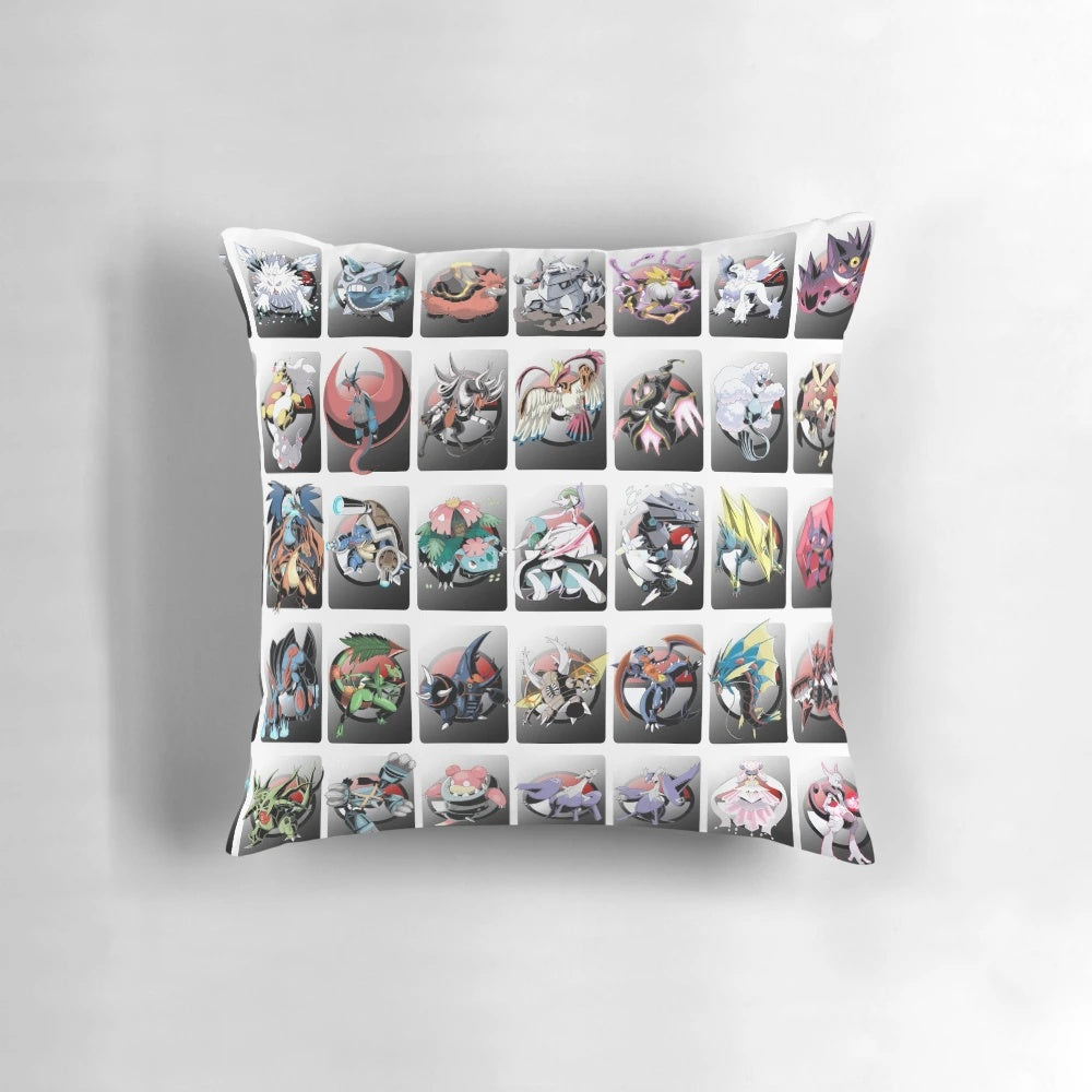 Mega Pocket Monsters Collection Pillow featuring vibrant video game art