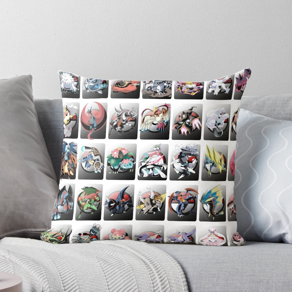Mega Pocket Monsters Collection Pillow featuring vibrant video game art