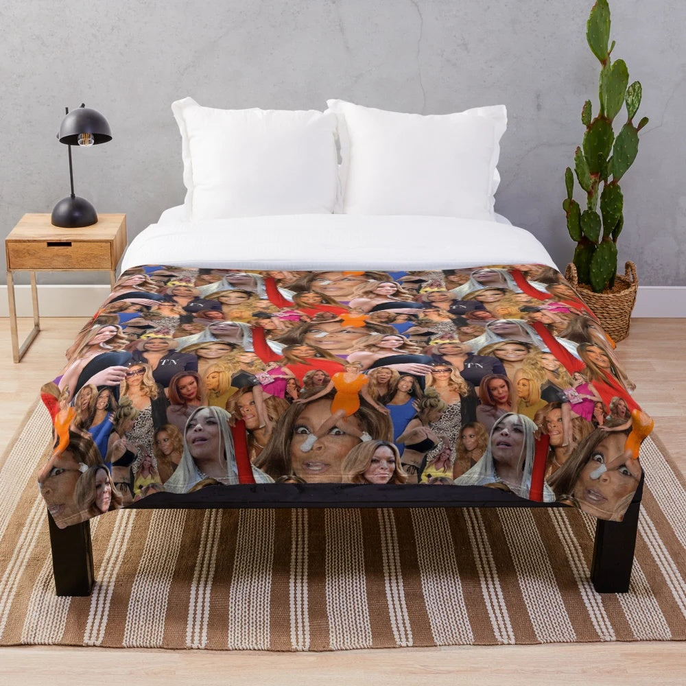 Wendy In Repeat collage-style plush blanket