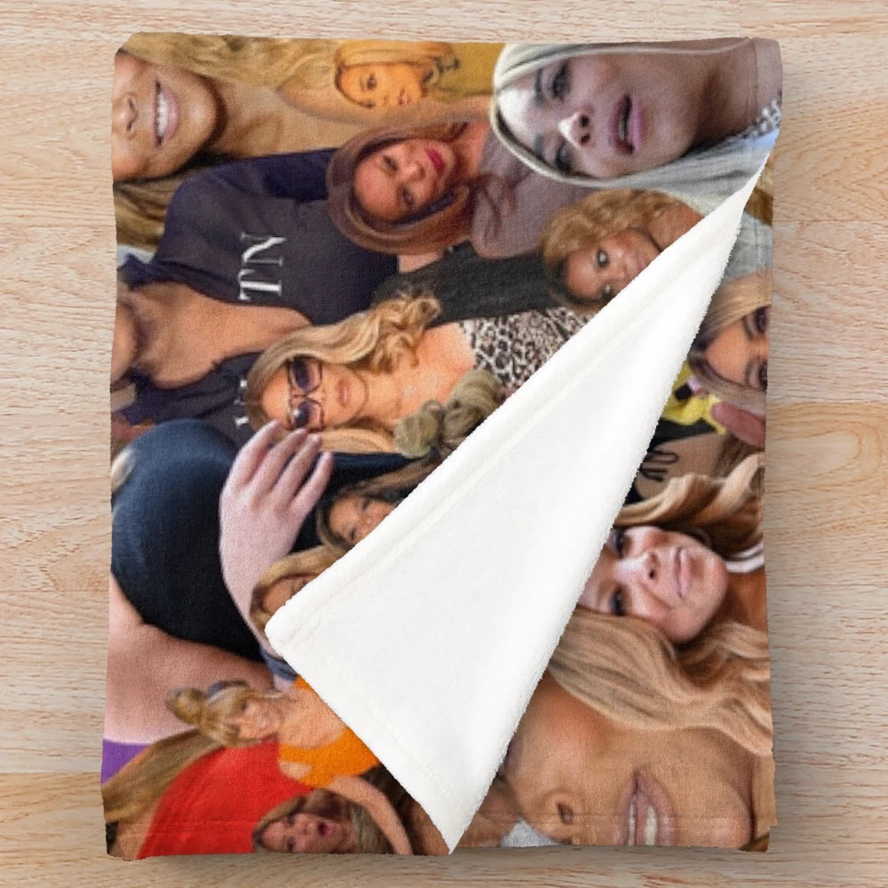 Wendy In Repeat collage-style plush blanket