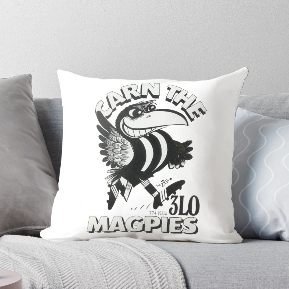 Collingwood AFL Magpies Pillow featuring the team's iconic black and white colors