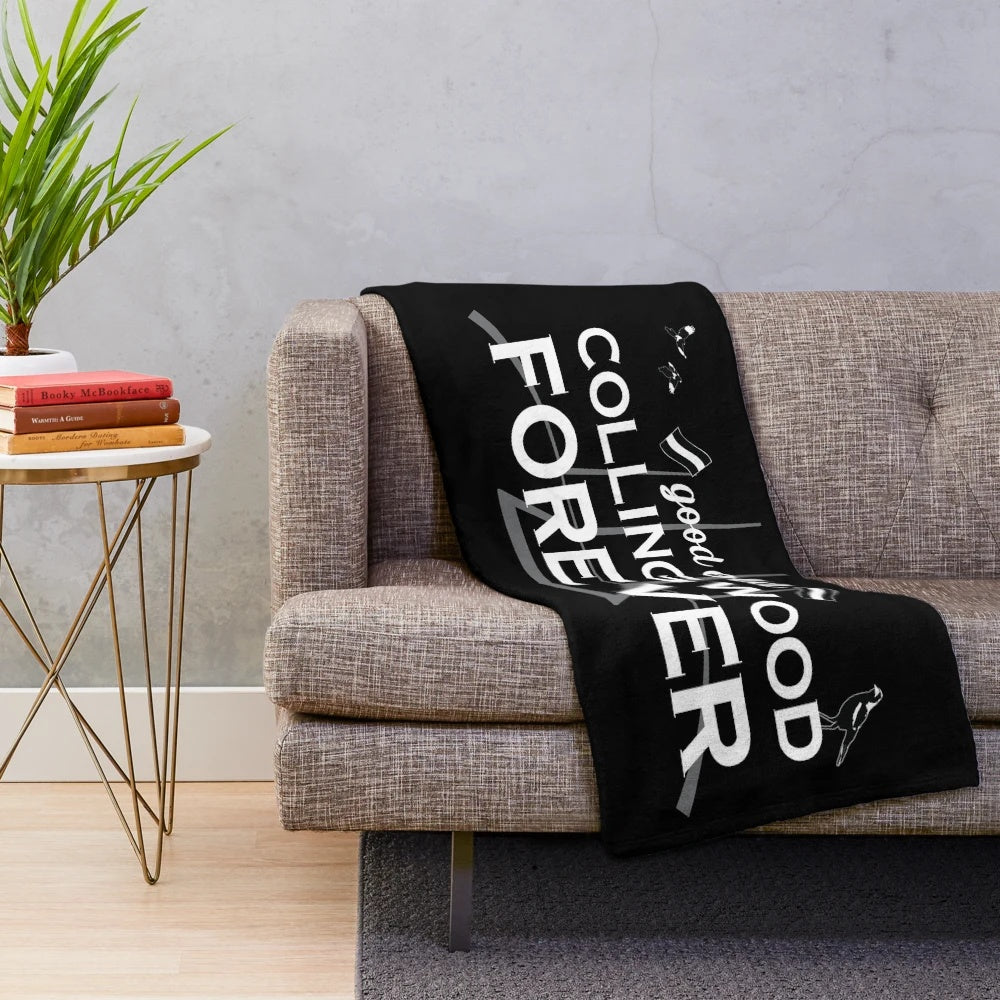 Collingwood Magpies inspired plush blanket with team colors and logo