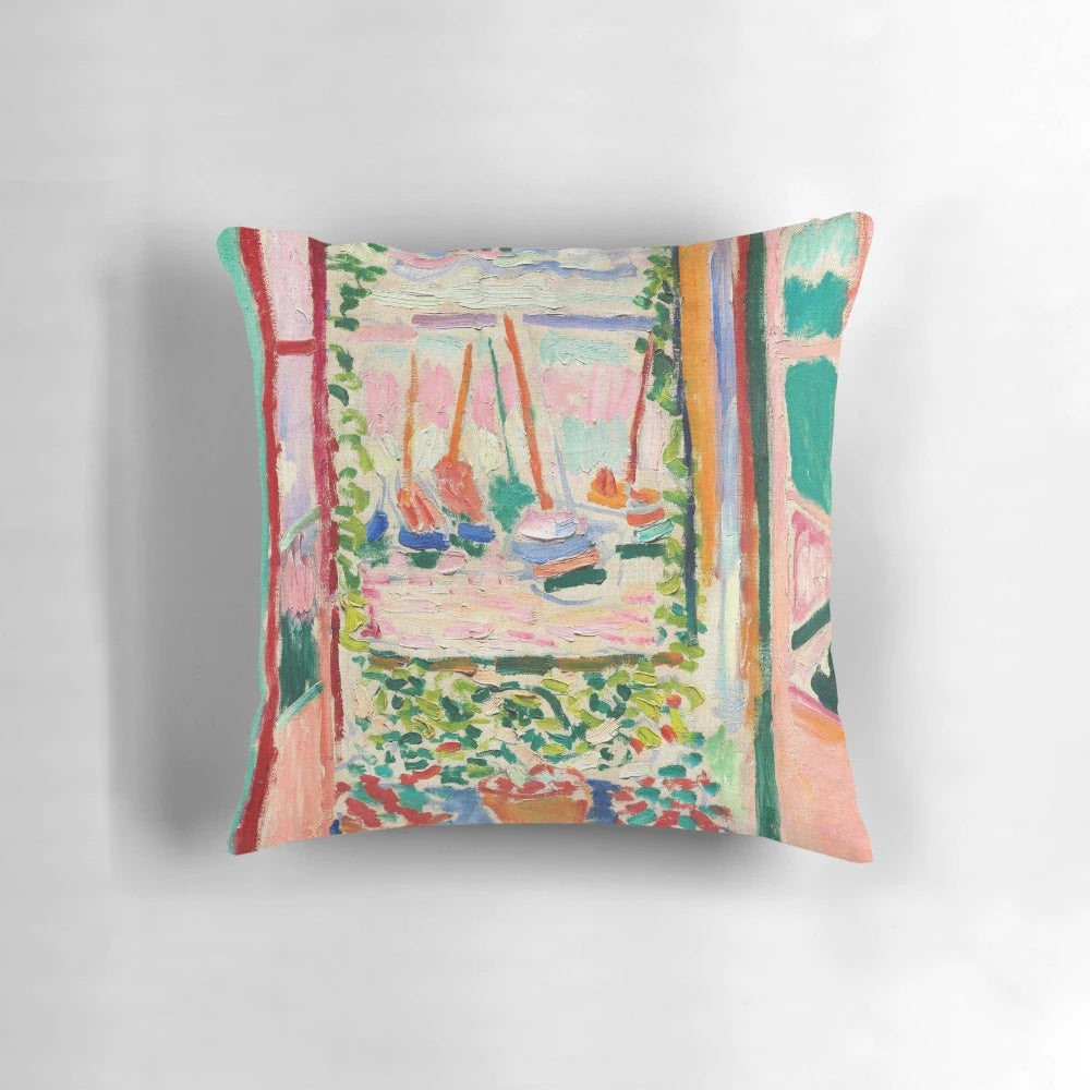 Henri Matisse's Open Window, Collioure exhibition art featured on a Pillow