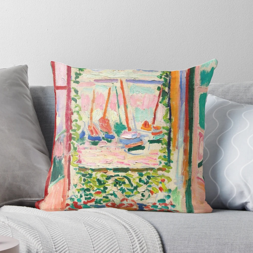 Henri Matisse's Open Window, Collioure exhibition art featured on a Pillow