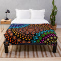 Colorful abstract aboriginal inspired plush blanket