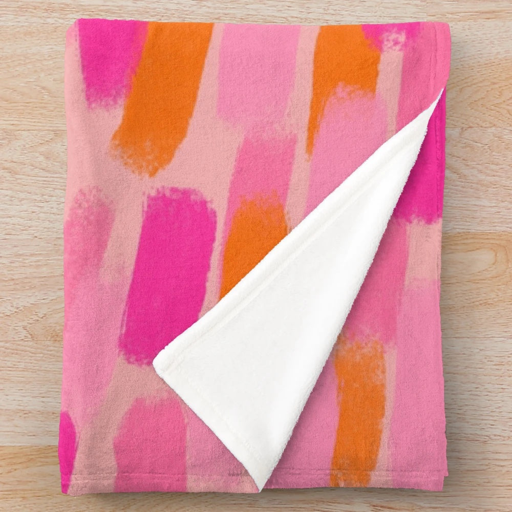 Colorful abstract plush blanket with paint brush effect