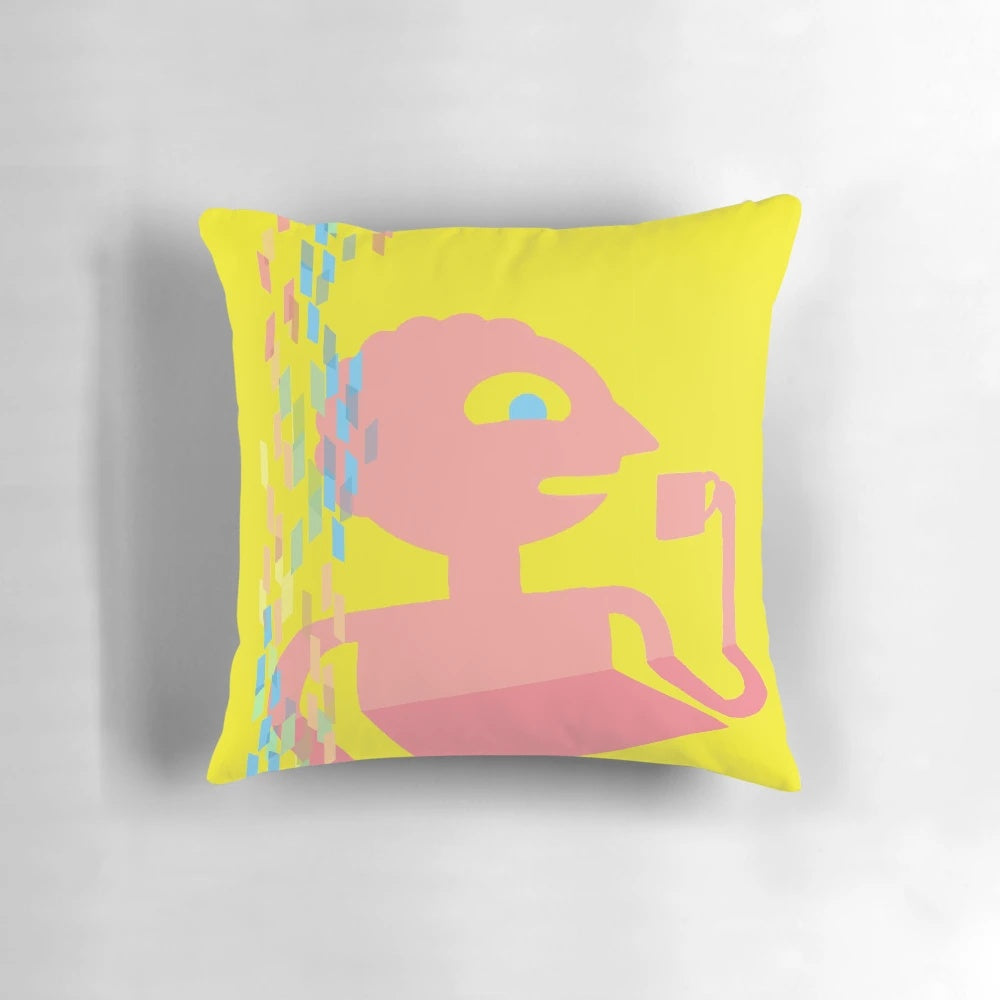 Colorful adventure time-inspired decorative pillow featuring the character Prismo