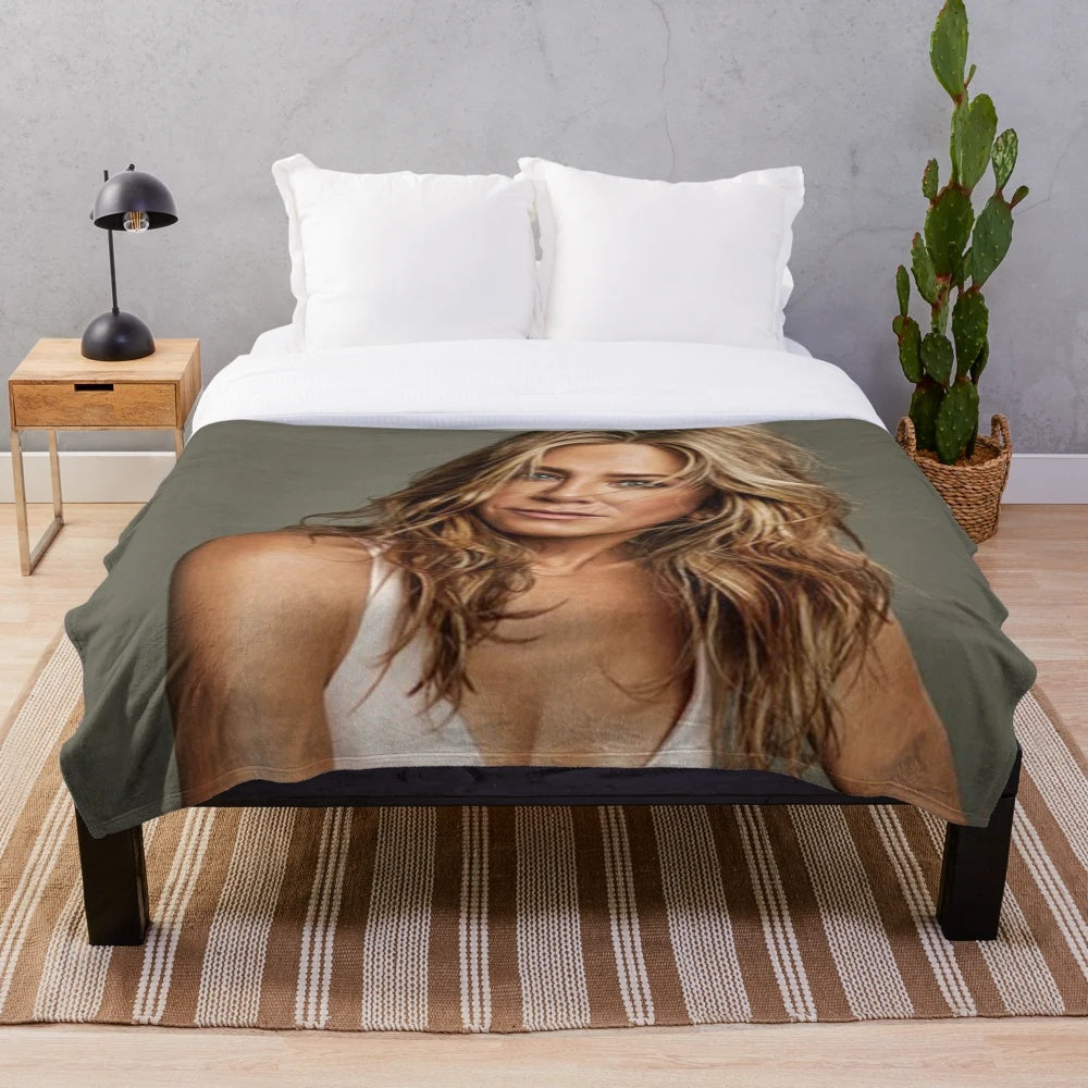 Colorful, cute plush blanket with retro 90s movie aesthetic design