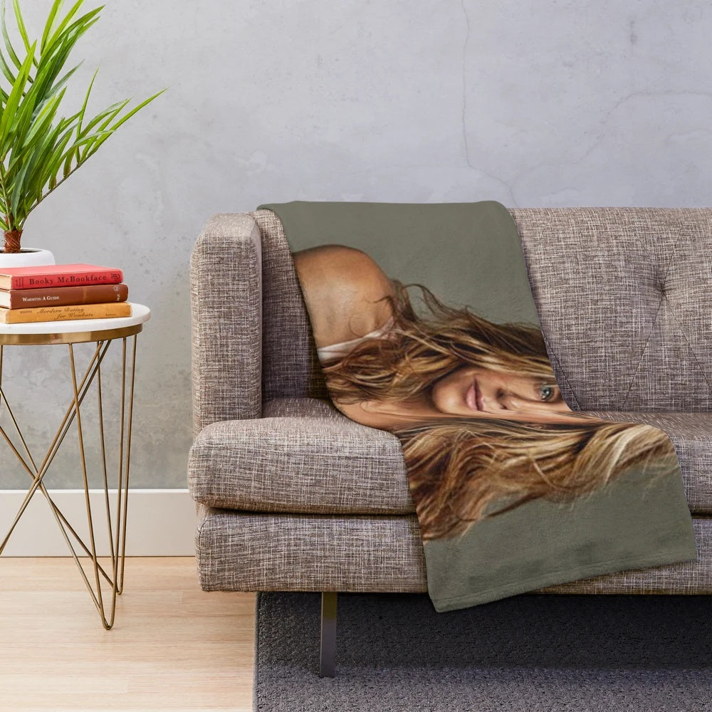 Colorful, cute plush blanket with retro 90s movie aesthetic design