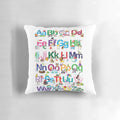 Colorful alphabet pillow with cartoon animals, perfect for kids' learning and decor