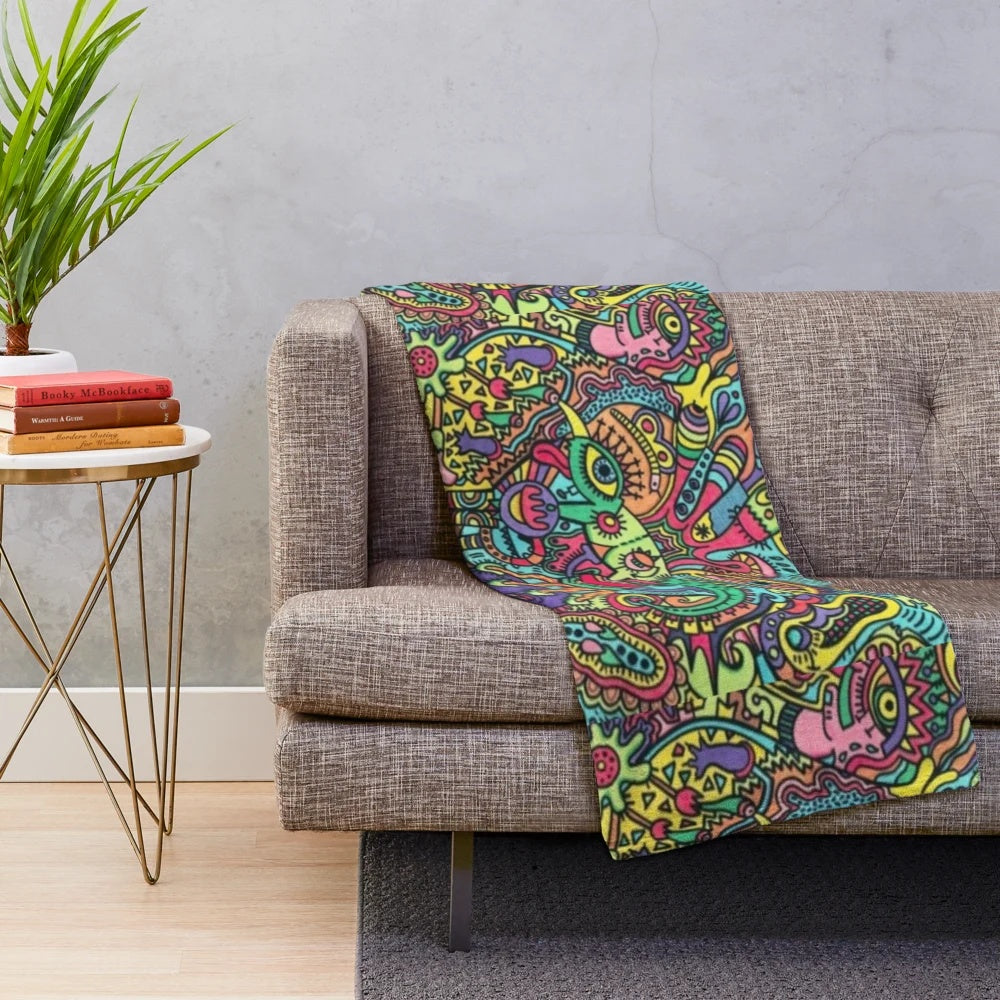 Colorful fantasy animal pattern design plush blanket