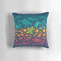 Vibrant Aquatic Spectrum Pillow with Adorable Cartoon Sea Life