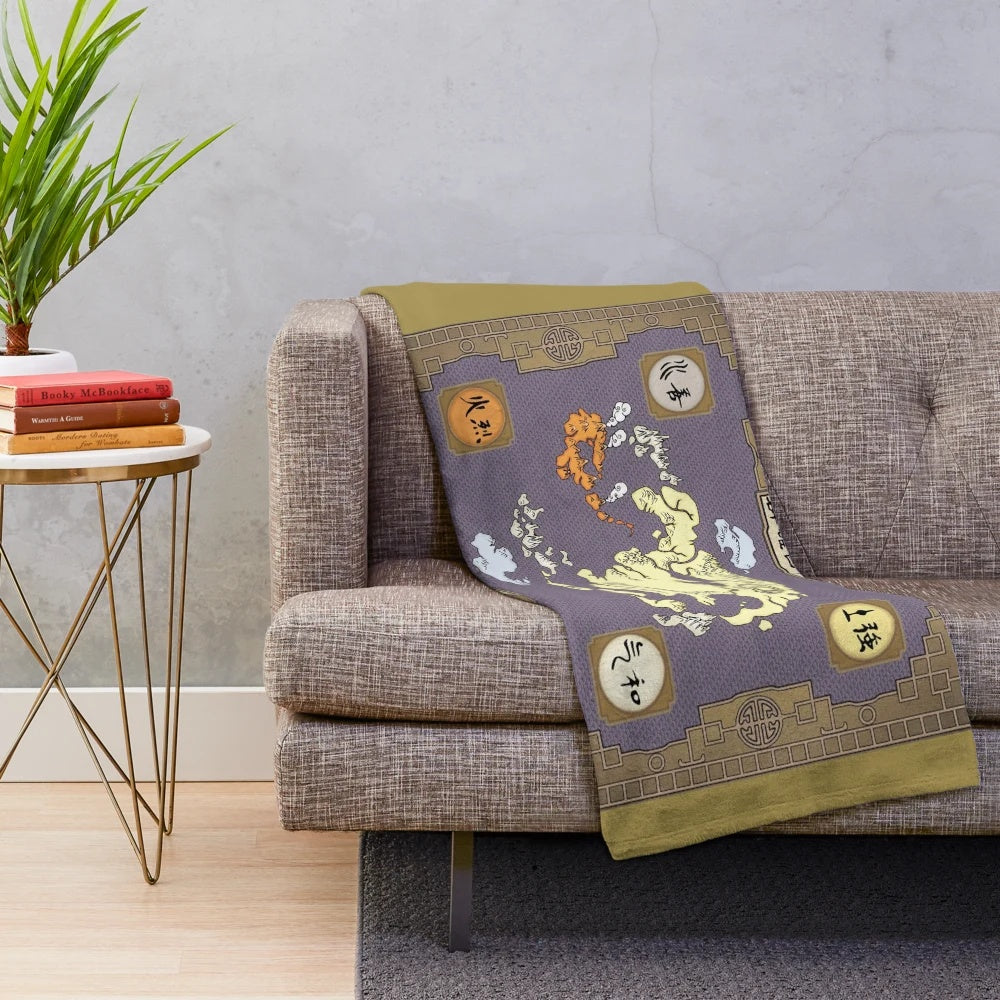 Colorful plush blanket featuring the iconic map from the Avatar: The Last Airbender series
