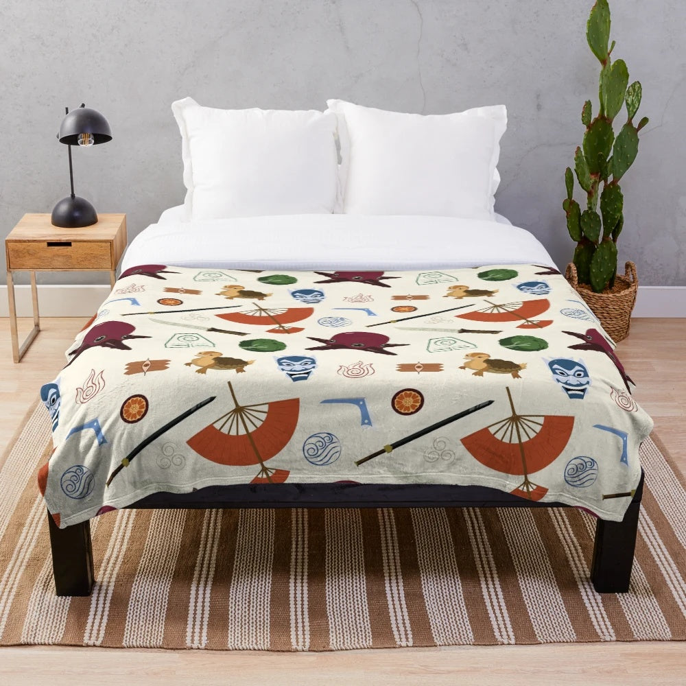 Colorful avatar the last airbender inspired plush blanket