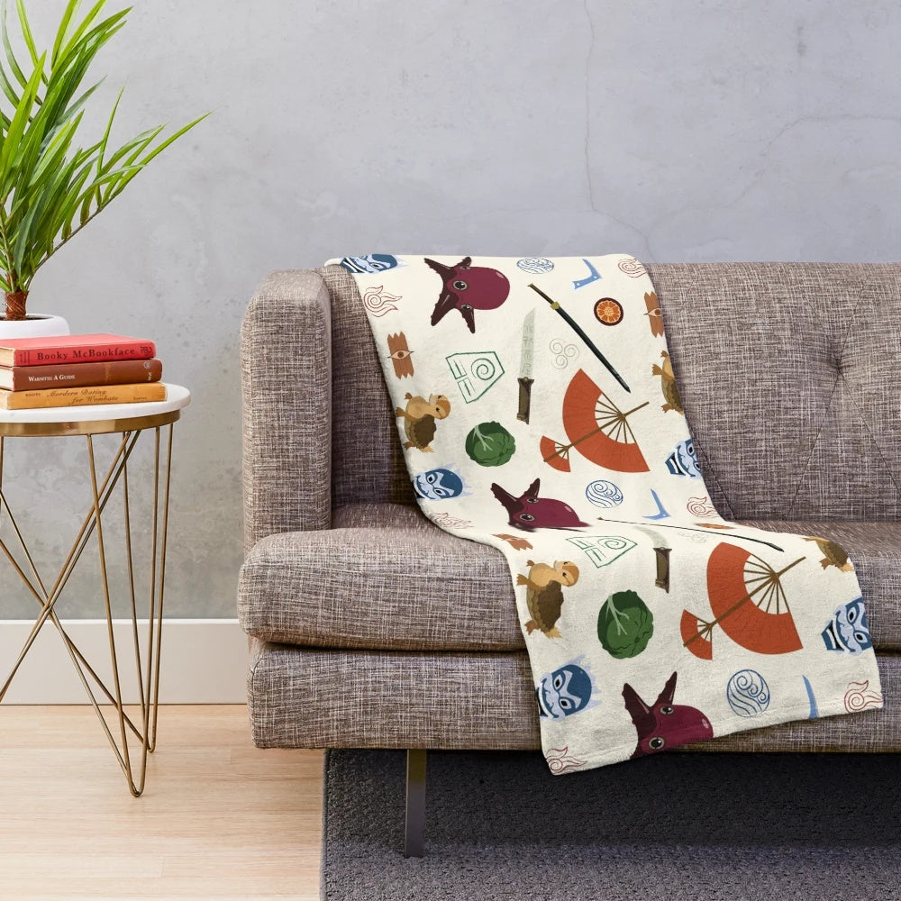 Colorful avatar the last airbender inspired plush blanket