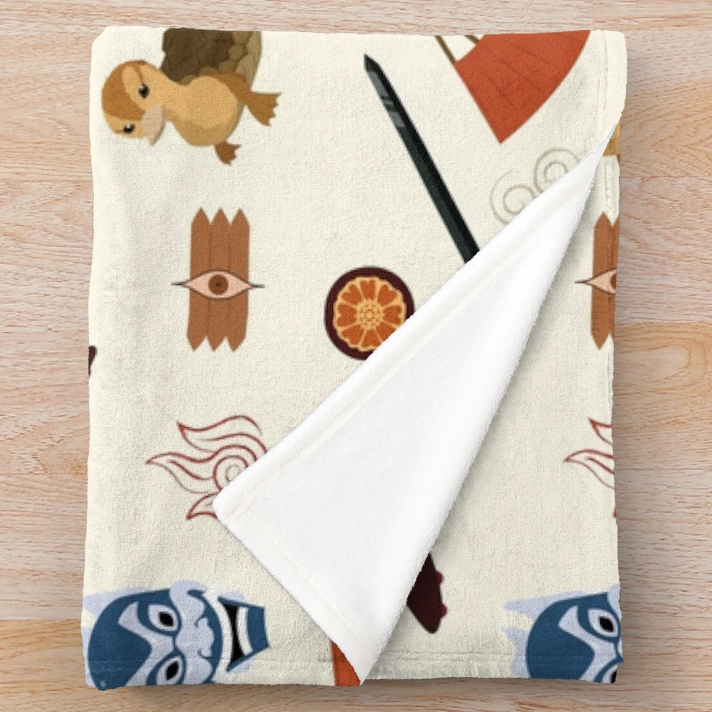 Colorful avatar the last airbender inspired plush blanket