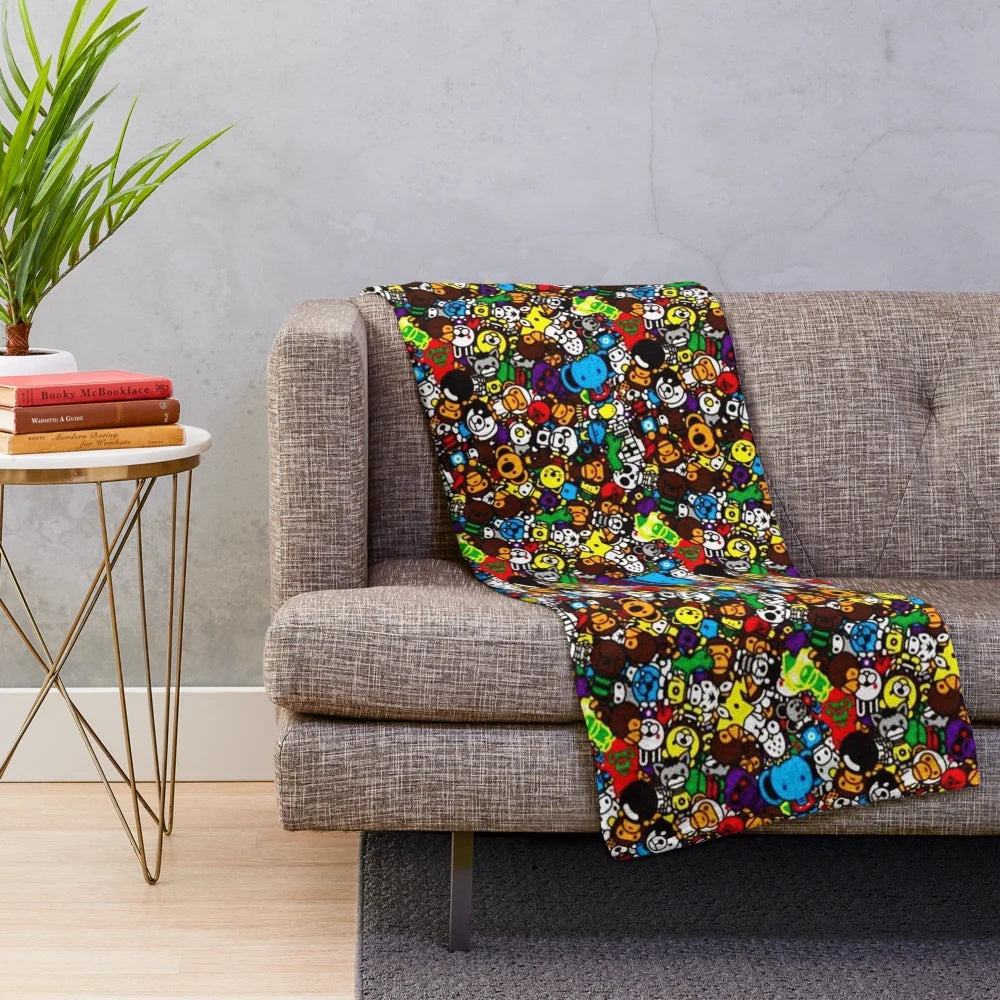 Colorful Baby Milo Plush Blanket with Geometric Pattern